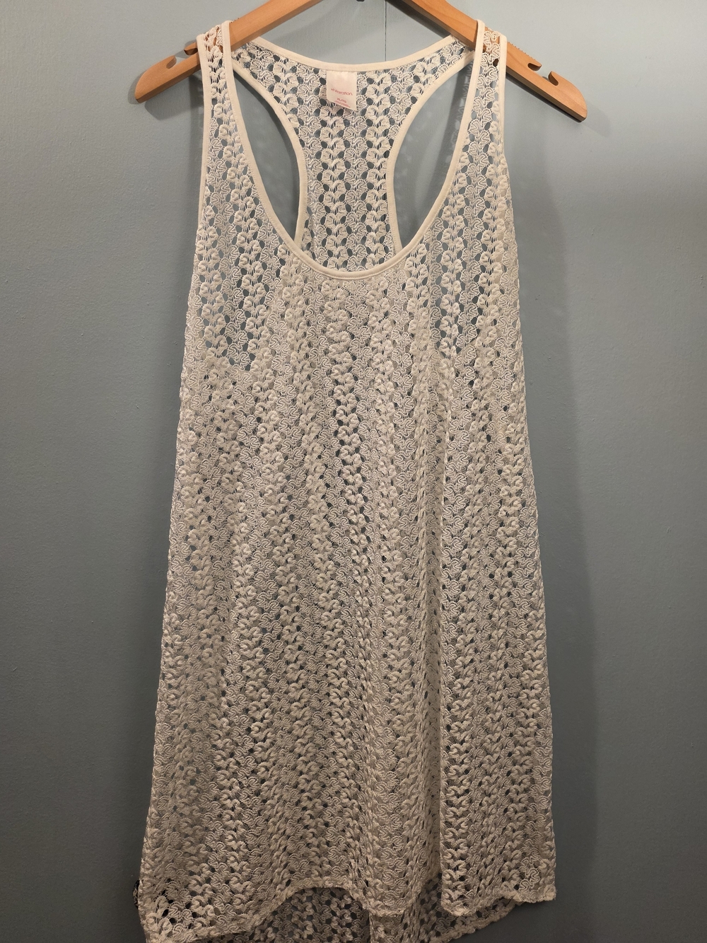 Xhilaration White Crochet Racerback Swim Cover-Up
